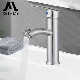 Bathroom Sink Faucets RETHME Basin Faucet Silver Water Hand -watert Splash Anti And