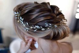 Hair Clips Barrettes Artifical Moonstone Leaf Pearl Flower Headband Earring Set Bride Piece Bridal Tiara Crown Hairband Wedding 8454214