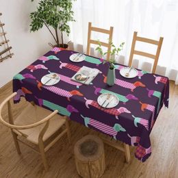 Table Cloth Rectangular Dachshund Sausage Florals Waterproof Tablecloth Outdoor 40"-44" Cover