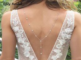 Chains Efily Rhinestone Crystal Bridal Back Chain Necklace For Women Backless Dress Jewellery Silver Colour Wedding Backdrop GiftChai5701824