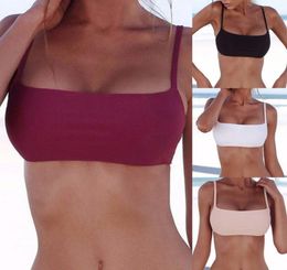 Unpadded Bikini Sexy Pure Color Swimwear Bathing Suit Women Swimming Monokini Crop New Only Top7702442