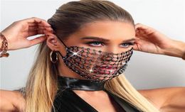 Luxury Mystic Black Mesh Vei Bling Rhinestone Face Mask Jewelry for Women Night Club Party Crystal Decoration Accessory1677182