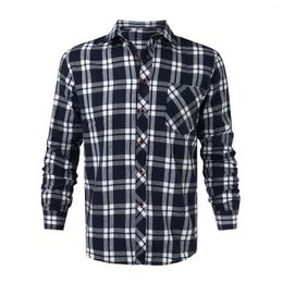 Men's Casual Shirts Spring Autumn Man Plaid Mens Button Lapel Business Office Checkered Long Sleeve Daily Wear Plus Size L-5XL