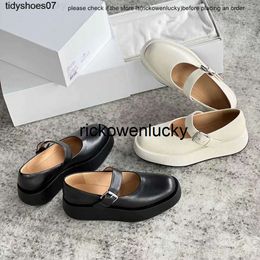 designer shoes Women's shoes the row Spring 2022 Elegant and simple New tire cow leather buckle thick soled British single shoes Mary Jane Elegant and R5YG