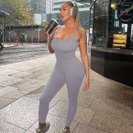 Beach Tunic Dress Swim Wear Women Covered For The 2024 Winter Solid Colour Ribbed Sexy Backless Slim Sports Jumpsuit Spandex