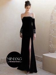 Black evening dress Party Dress high-end light luxury mermaid dress party high-end temperament Split Front/Side