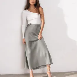 Skirts Silky Draping Mid-length Skirt Summer Fishtail Ice Silk 2024 Spring High-waisted Bustier In Europe And Us