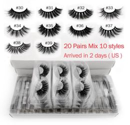 Whole 20 pairs 3d mink lashes bulk mix eyelash styles natural false eyelashes extension makeup soft dramatic mink eyelashes CX7681877