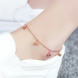 Anklets Bells Anklet For Women 18KGP Rose Gold Color Titanium Steel 316L Stainless Fashion Charm Jewelry Not Fade Gift(GA113)