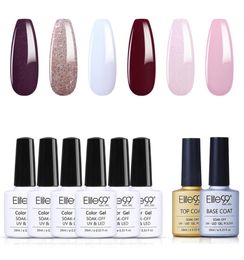 Elite99 8pcs Nail Gel Polish Set Nails Art Semi Permanent UV Gel Polish All For Manicures Nail Design With Base Coat Top Coat1812342