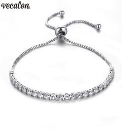 Vecalon Female Extend Bracelet 4mm Diamond White gold filled Crystal Engagement wedding Bracelets for women Jewelry8305121