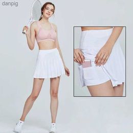Skirts Cloud Hide M-XXXL Tennis Skirts High Waist Badminton Women Skirt Fitness Shorts Athletic Running Gym Sport Skorts Pocket Y240508
