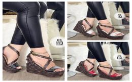 Fashion designer ladies thick bottom wedge sandals summer beach strap women high heel platform wedges sandal brand L AND V old flo1098288