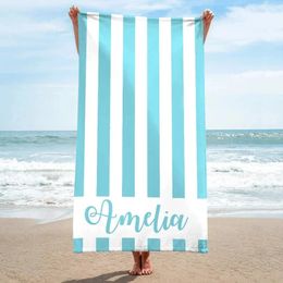 Striped Beach Towels Custom Name Beach Towel 3d Printed Microfiber Beach Towel Water Absorbing Personalised Bath Towel 240508