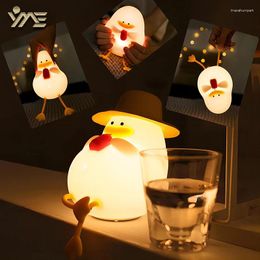 Table Lamps USB LED Night Light Rechargeable Lamp RGB Soft Silicone Cute Duck Animal Creative Children Gift Holiday Bedroom Decoration