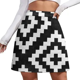 Skirts Urban Tribal Pattern No.17 - Aztec Black And White Concrete Mini Skirt Clothing Luxury Women