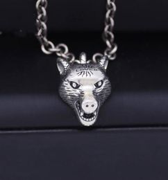 Vintage 925 Sterling Silver Necklace Men039s Anger Forest Series Wolf Head Pendant Necklace Wild AJ Men and women couples neckl6240656