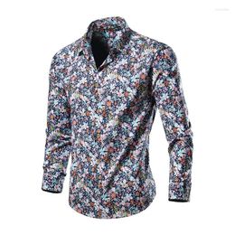 Men's Casual Shirts Blouse Homme Baroque Banquet Shirt Paisley Men Luxury Korean Mens Long Sleeve Print Slim Fit