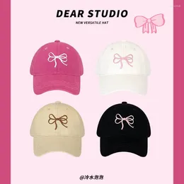 Ball Caps Ins Korean Bow Baseball For Women And Men 2024 Spring Summer Travel Sunscreen Sweet Cute Student Sun Hats