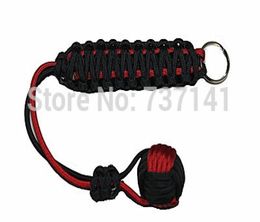 Black and Red Monkey Fist Paracord 1 quot Steel Ball Self Defence Lanyard Key Ring7922084