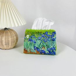 Storage Bottles Artist Iris Rose Apricot Sunflower Oil Painting Fabric Art Paper Towel Box Living Room Household Textile
