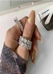 925 SILVER PAVE SETTING FULL ROUND Simulated Diamond CZ ETERNITY BAND ENGAGEMENT WEDDING Stone Rings Size 567891011126455454