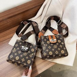 Bag Women Retro Square Fashion Print Flap Handbag 7 Inch Pu Diagonal Classic Shoulder Messenger