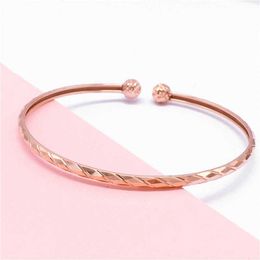 Xingfu Ao Russian Purple Gold Car Flower Round Ball Bracelet Plated with Rose Gold for Womens High Grade and Versatile Coloured Gold Handicraft Style