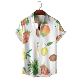 Men's Casual Shirts Men Women Short Sleeve Fruit Print Pattern Fashion Cute Lapel Button Tops