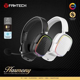 Headsets FANTECH Harmony WHG02 RGB Gaming Headworn Bluetooth 5.3 2.4G Wireless 3.5MM Wired Headphones Suitable for PC PS4 PS5 Mobile iPhone Switch J240508