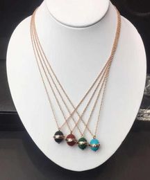 925 Sterling Silver Jewelry For Women Colorful Ball Pendants Rose Gold Necklace Luxcy Beads Necklace Party Jewelr3121476