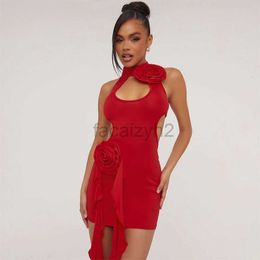 Casual Dresses Designer Dress 2024 Spring New Pullover Round Neck Chest Hollow Skirt Sexy Off the waist Spliced Flower Wrap Hip Dress for Women Plus size Dresses