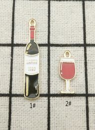10pcs enamel charm wine bottle and cup jewelry accessories earring pendant bracelet necklace charms zinc alloy diy finding3631917