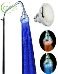 Congis 1 PC Water Saving LED 7Color Changing Shower Head No Battery LED Waterfall Shower Head Round Bathroom Spray Showerhead3352757