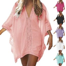 Bathing Suit Cover Ups For Women Ladies Summer Patchwork Flower Border Sun Beach Bikini Smock Lace Pants Up