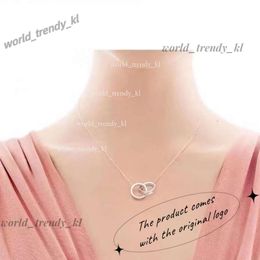Tiffanyjewelry Luxury Tiffanybead Pendant Necklaces Womens Designer Jewellery Fashion Street Classic Ladies Dual Ring Necklace Holiday Gifts T Home 575