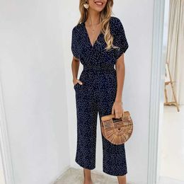 Women's Jumpsuits Rompers 2024 Summer High Waist Jumpsuit or Women Clothing Casual Long Pants Fe Wide Leg Overalls Bodysuits Fashion Korean Trousers d240507