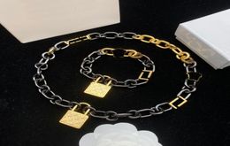 Luxury Lock Chain Necklace Letter Metal Links Bracelet Interlocking Locks Necklaces Women Jewellery Sets With Gift Box9013172