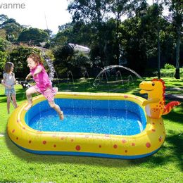 Bathing Tubs Seats Childrens swimming pool Inflatable spray pool Foldable outdoor dinosaur sprint game mat Childrens swimming pool WX