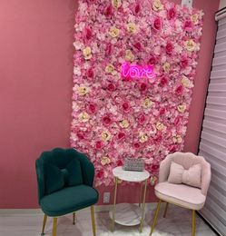 Decorative Flowers Wreaths Artificial Wall Panels 40 X 60cm Flower Mat Silk Rose For Backdrop Wedding DecorationDecorative9317103