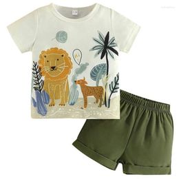 Clothing Sets Summer Toddler Boy Outfits Kids Boutique Clothes Korean Casual Cartoon Short Sleeve Tops Shorts Baby Luxury BC1756