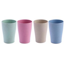 12oz Reusable Wheat Straw Cups Plastic Mouthwash Gargle Cups Unbreakable Drinking Cup Portable Water Glasses Tumblers HW0245