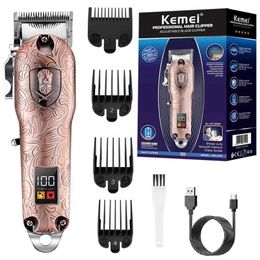 Electric Shavers Kemei 3705 Professional Metal Housing Hair Trimmer Barber Cordless Electric Hair Clipper Men Rechargeable Lithium Battery T240507
