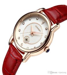 Women fashion watch calendar Quartz Wristwatch Rhinestone Red White Black leather strap girl Casual sports watches waterproof luxu6474511