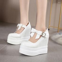 Dress Shoes 2024 Sandals Super High Heel Height Increase Muffin Thick Bottom Wedge Hollow Fish Mouth Women
