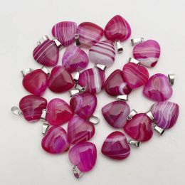 Rose stripe agate 20mm Natural stone heart pendants for jewelry making Charm Necklace accessories