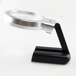 Luminous Magnifying Glass with LED Magnifying Glass Foldable Desktop Reading White Ring Lamp for Jewellery Identification, Reading