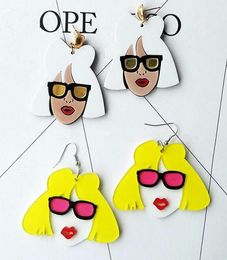 Dangle Chandelier Punk Cute Lady Women Head Drop Earrings For Hip Hop Night Club Acrylic Brincos Fashion Jewellery Party Gift1292213