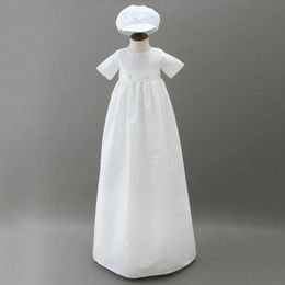 Christening dresses Super Long Baby Dress Birthday Party Christian Ball Wedding Formal Dress+Hat 0 to 12 months Q240507