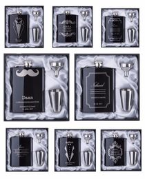 Groomsman gift Personalised Engraved 6oz Hip Flask Stainless Steel With White Black Box Gift Wedding Favors7525861